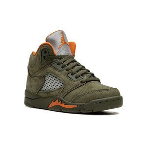 Jordan Boy's Olive Green Retro 5 Suede Lace Up Mid-Top Sneaker Size 6C